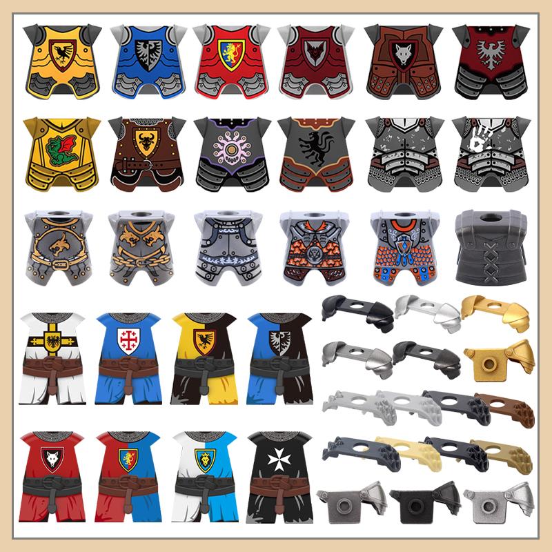 Medieval Military Castle Knight Armour Shoulder Armor Building Blocks Soldier Figure Parts Printed Army Warrior Bricks Toy Gifts