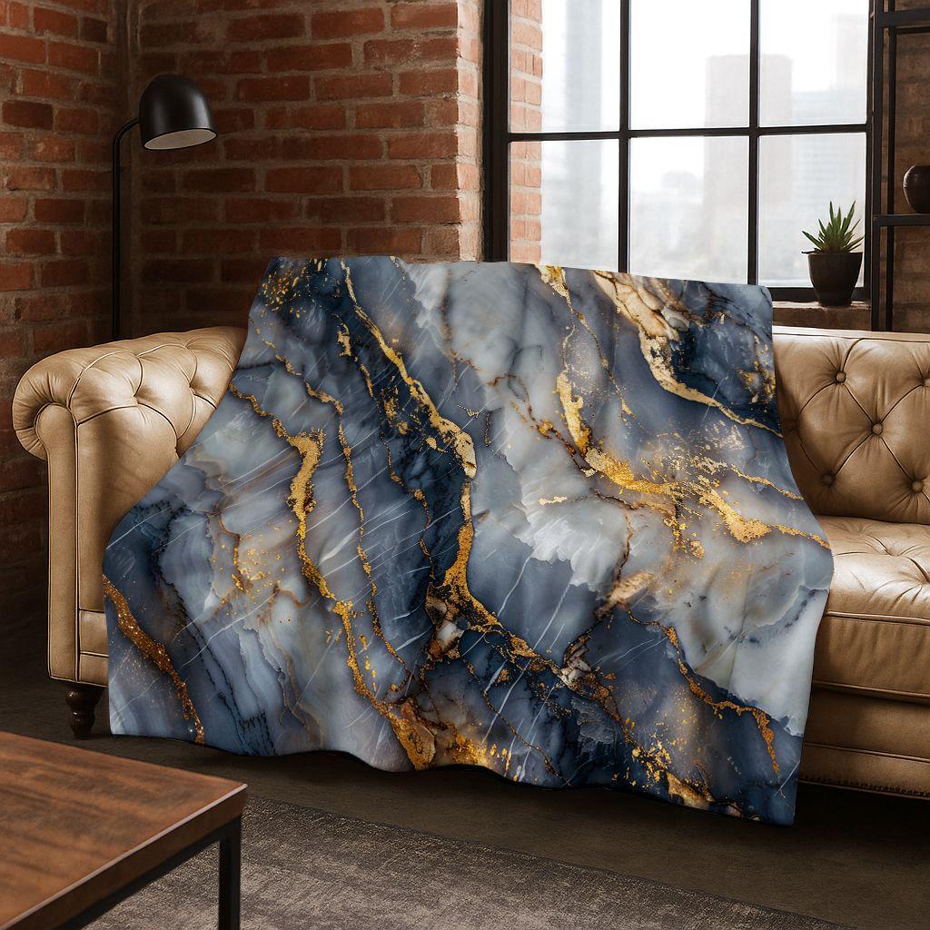 Luxurious Black Green Gold Marble Colorful Stone Texture Art Flannel Blanket,Cozy Soft Throw Blanket for Home Bedroom Bed Sofa
