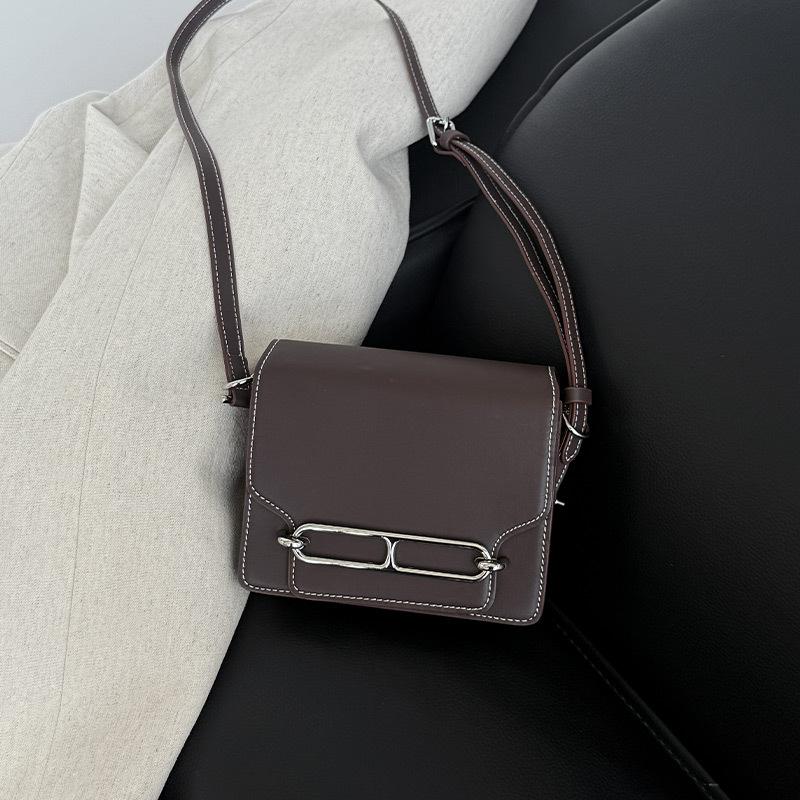 2026 New Genuine Leather Pig Nose Tofu Head Cover Stewardess Bag Versatile Small Square Single Shoulder Crossbody Women 18.5x6x15cm