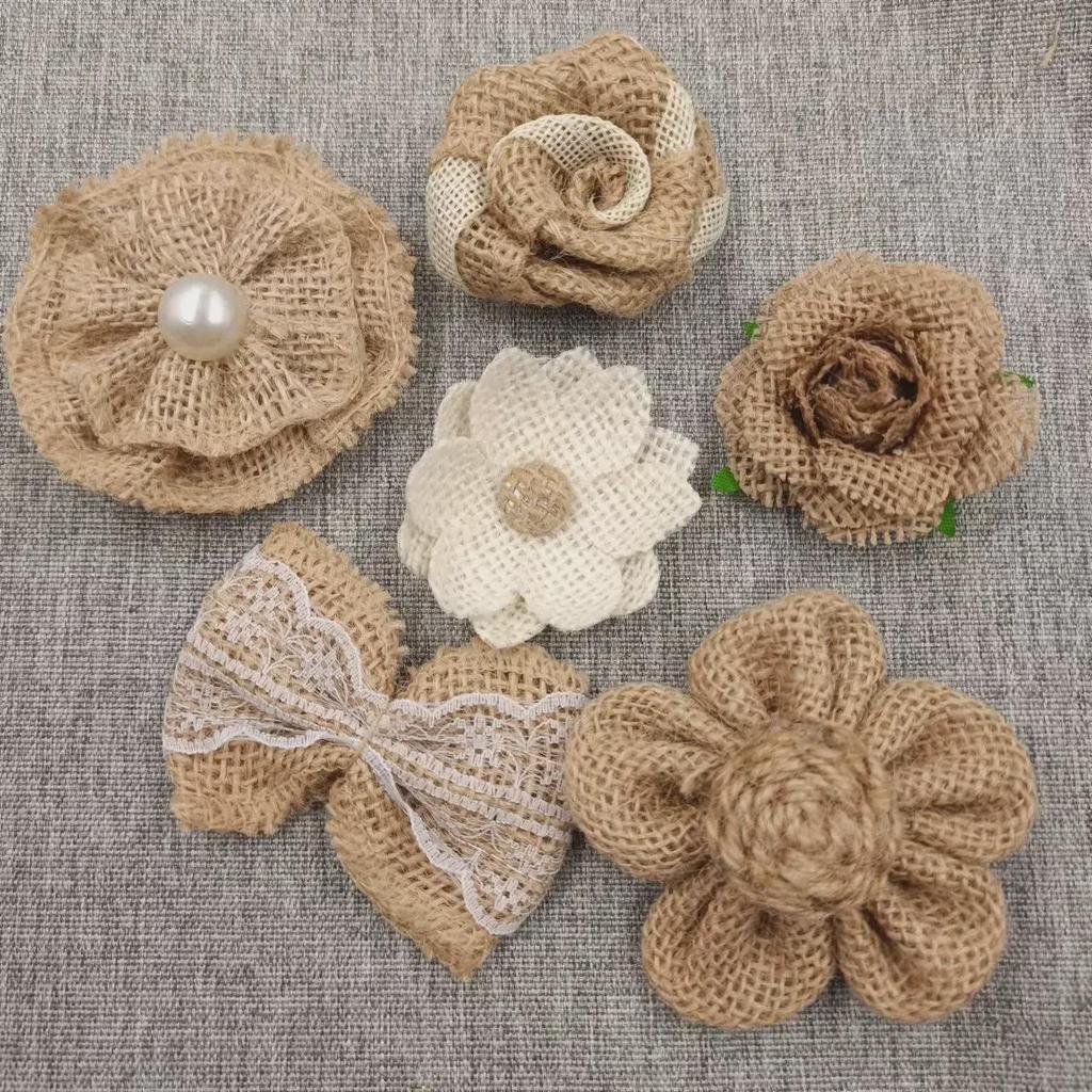 Coș cu flori din in făcut manual: Decor pălărie cu fundă trandafir 3D pentru bricolaj și activități artizanale pentru grădiniță