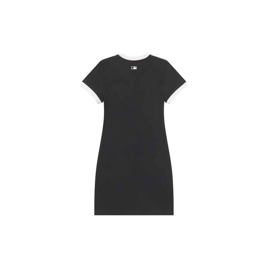 New MLB New York Yankees Basic Collection SS25 Short Sleeved Dress Women's Black 3FOPB0453-50BKS