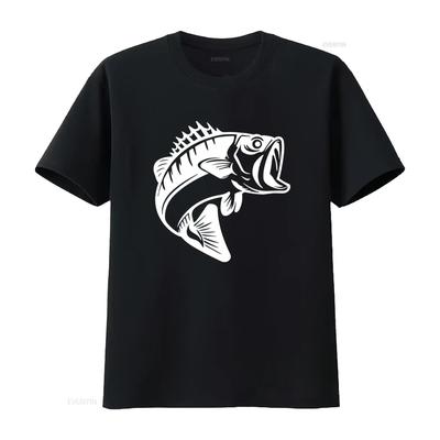 Cool Sea Bass Fishing T Shirt for Men Outdoor Adventure Vintage Washed Graphic Casual Unisex Stretched Breathable Fashion