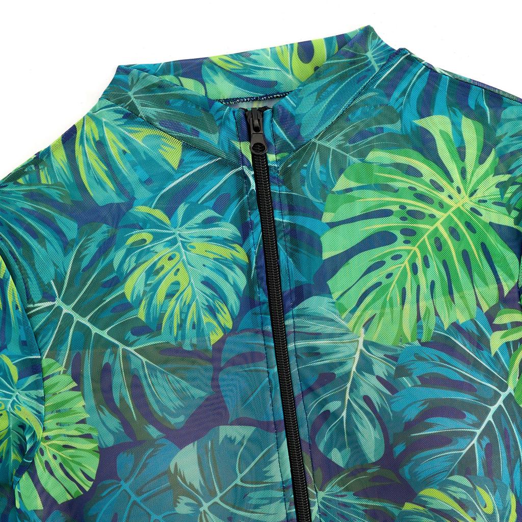 Printed One-piece Swimsuit Women's Zipper Sports Sunscreen Quick Drying