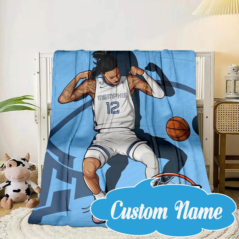 Custom Name Basketball Player Morant Blanket Bed Sofa Blanket Flannel Blanket for Camping, Hiking, Picnic Essentials,gift for Fan Family