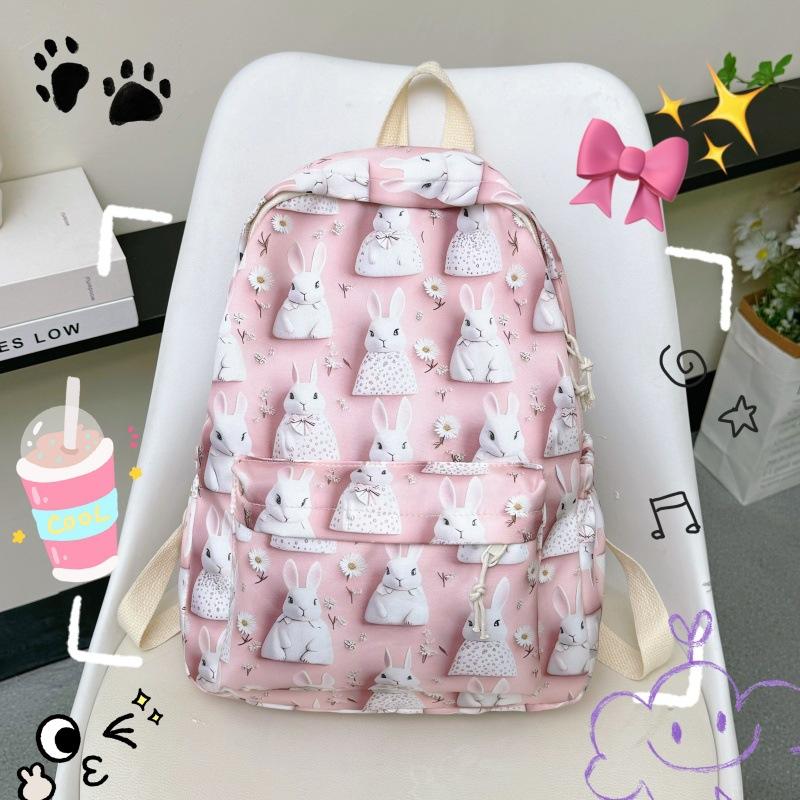 Schoolbag Backpack Women's Large Capacity Simple Cartoon High Value Student Backpack Trendy Cute Cartoon Student School Bag