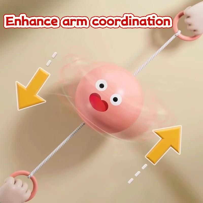 2Pcs Luminous Whistle Ball Children'S Rotating Flash Flywheel Puzzle Pulling Rope Childhood Creative Stress Relief Work Out Toy