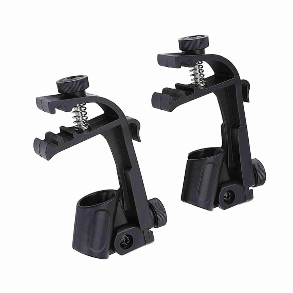 2 Pcs New Portable Adjustable Clips On Drum Mount Rim Microphone Shockproof Clamp Holder(Black)