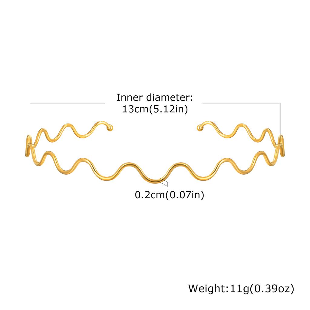 Vnox Minimalist Stainless Steel Line Wave Necklace Choker For Women,Gold Plated Large Hoop,Fashion Ear Hand Neck Jewelry Set