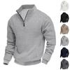 Half-zip Sweatshirt for Men Autumn/Winter Jacquard Small Check Pattern Stand-up Collar Casual Pullover Large Size Sweatshirt