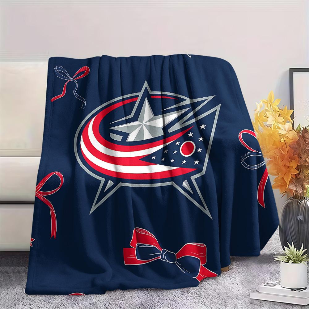 Columbus Blue Jackets Print Flannel Blanket, High quality Comfortable for All Seasons, Home Decor, Warmth and Comfort, Perfect for Christmas Gifts