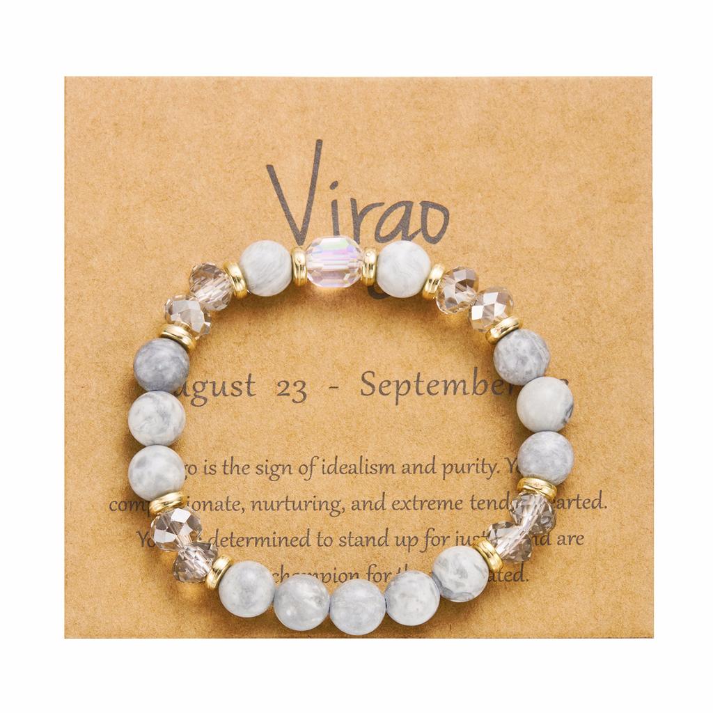 12 Constellation Crystal Beaded Bracelets for Women Men Natural Stone Handmade Cancer Virgo Leo Bangle Energy Friendship Jewelry