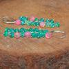 Fire Opal Cluster Earrings: Green Pink Ethiopian Opal, Sterling Silver