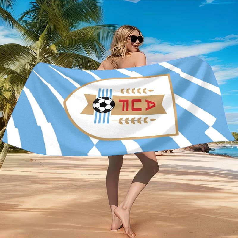 Fc Crest Design Printed Microfiber Beach Towel, Soft And Absorbent, Quick-Dry, Ideal for Summer Travel, Beach Essential, Swimming Pool