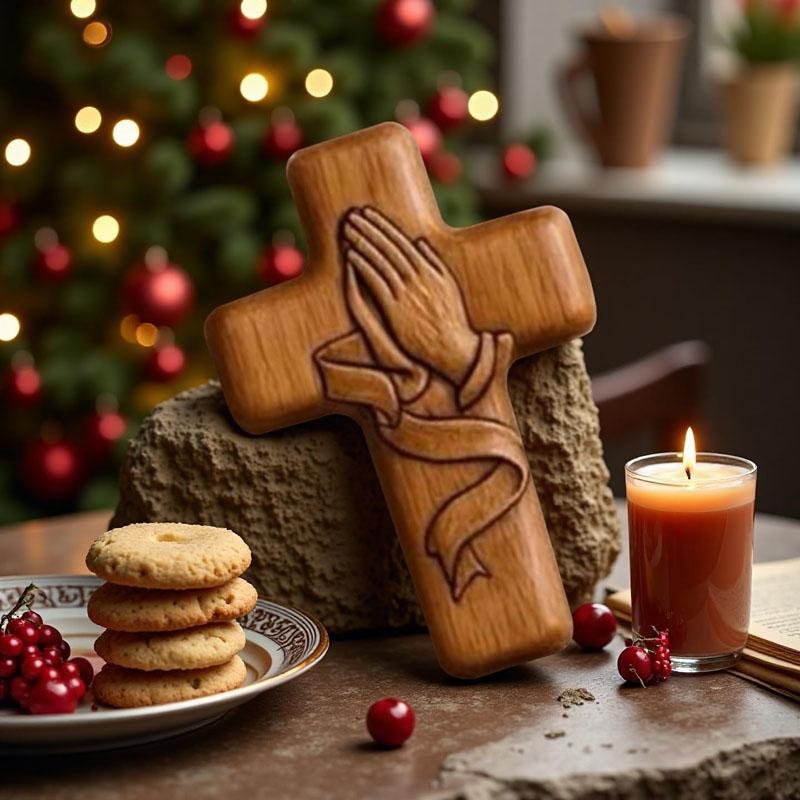 Homtrator Prayer Cross Gift – A Silent Embrace Of Faith, Handmade Wooden Prayer Hands Cross for Christian Gifts, Patriotic Companions