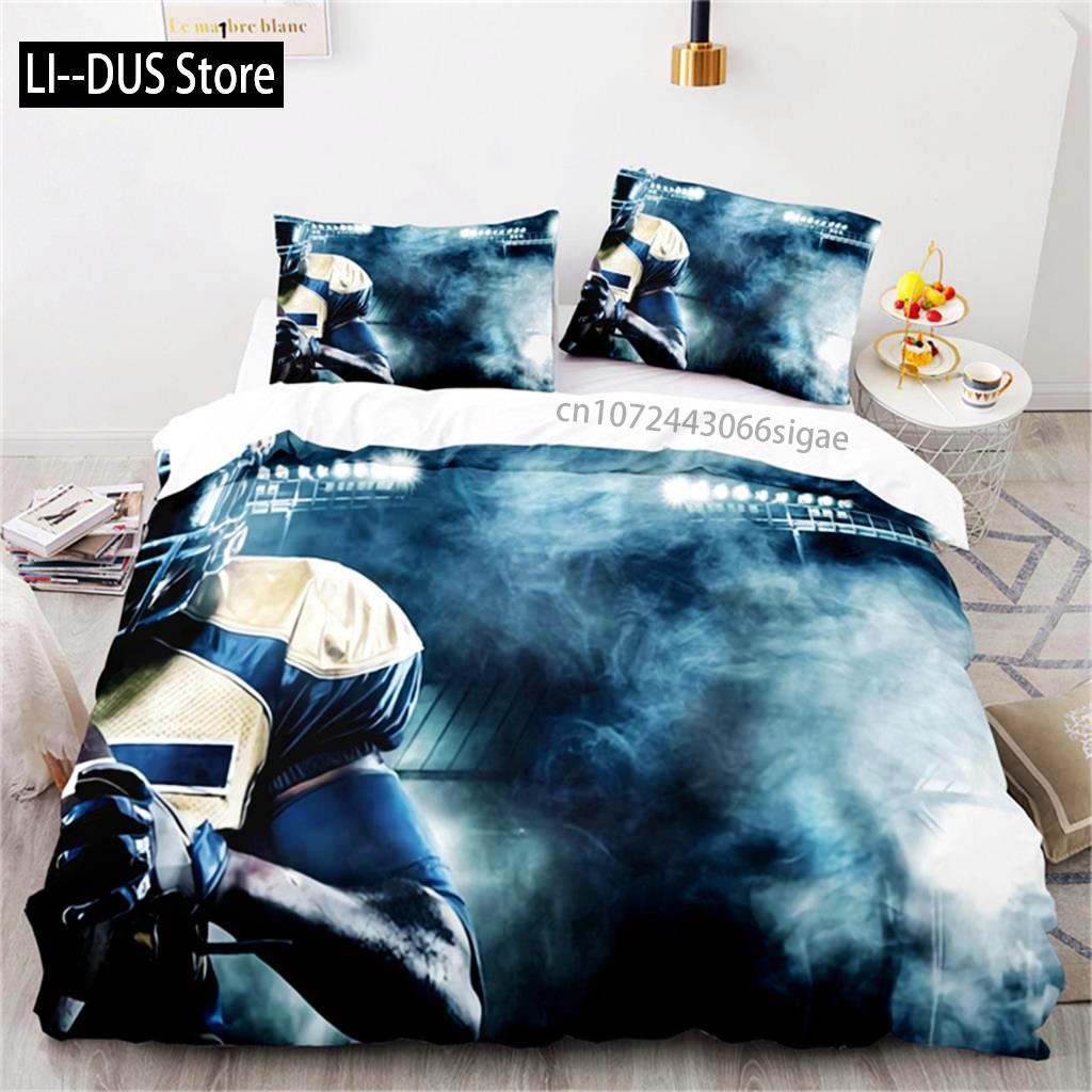 Twin Boy Sports Duvet Cover Football Bedding Set Microfiber Ball Sport Comforter Cover For Kids Teen Men Gifts Bedroom Decor
