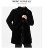 Men's Mid-Length Wool Coat with Faux Mink Fur Lapel - Fashionable, Casual, and Warm Dad's Wear