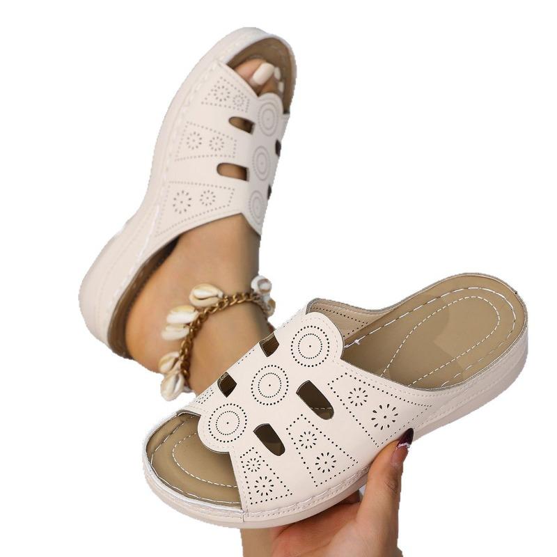 Women's Wide Width Wedge Slippers, Lightweight Comfort Slides, Versatile Spring Summer Sandals for Women