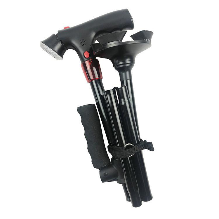 

Складная телескопическая трость, трость для пожилых людей, светодиодная трость для ходьбы, надежные трости, костыли для пожилых матерей и отцов с сигнализацией чёрный