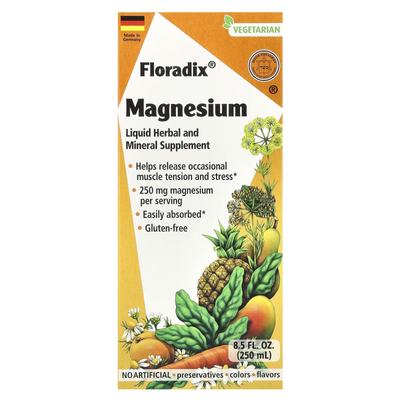 Floradix, Magnesium, Flüssiges Kräuter- und Mineralstoffpräparat, 250 mg, 8,5 fl oz (250 ml)