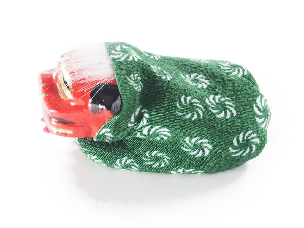 Lion Head Bean Bag Lion New Year Chirimen Otedama Auspicious Large [Wasumomodo] Decoration, Lion, Decoration, (Green (Large))