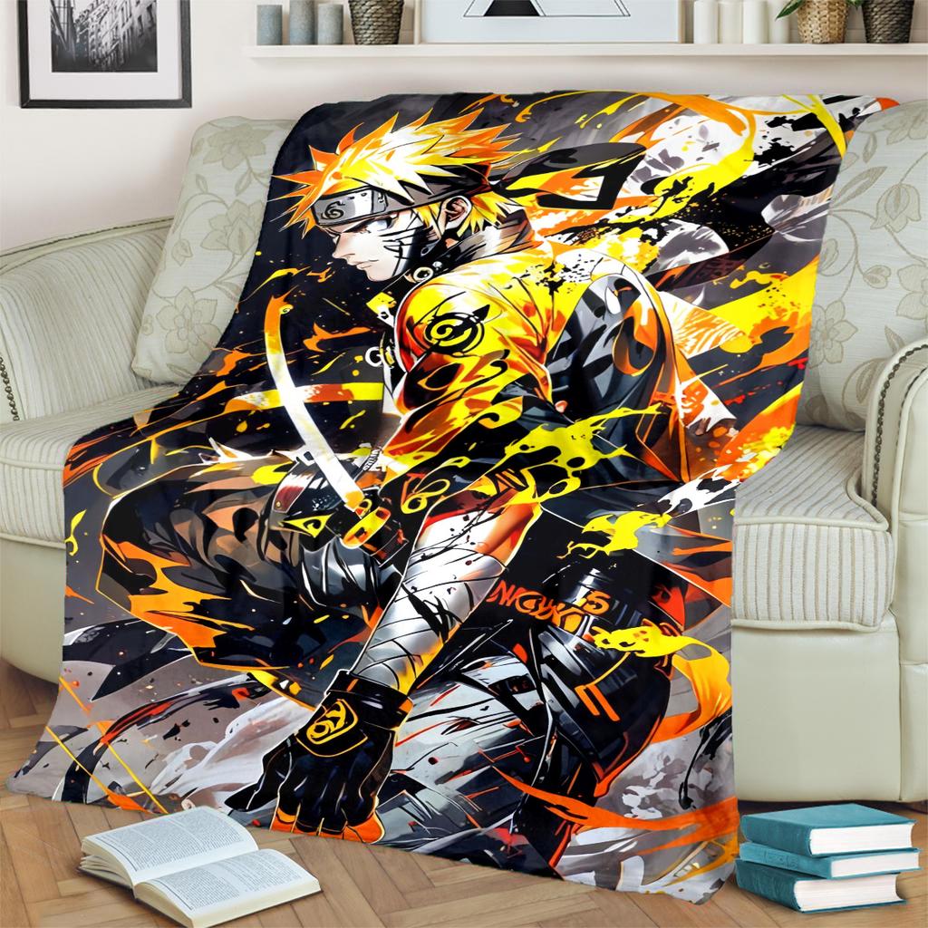 Anime-Naruto Print Blanket Warm Comfortable Flannel Blanket for Bedrooms, Sofas, Beds, Chairs, Picnics, Travel -LXR77