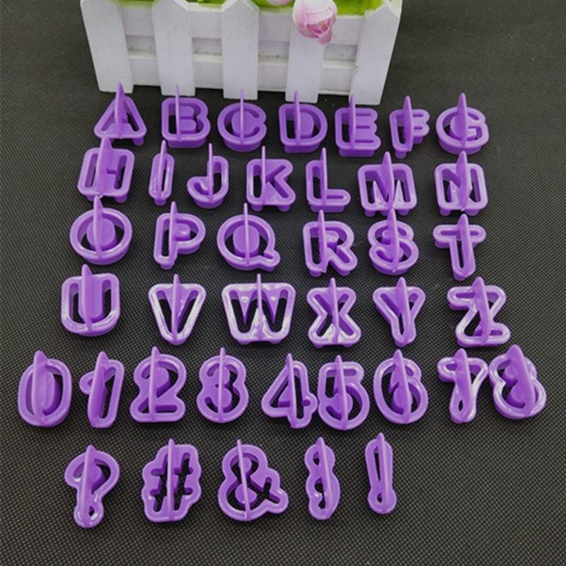 40pcs Alphabet Number Letter Character Fondant Cake Decorating Set Icing Cutter Cake Decoration Tool