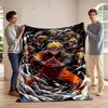 The Pattern Depicts Multiple Orange-clad Characters Surrounded by Swirling Energy. for All Seasons Blanket Lunch Break Throw Gift