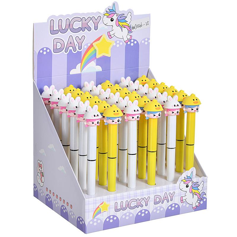 36Pcs Girl Wearing Bunny Hat Gel Pen Black Carbon Pen Comfortable Grip Stationery School Office Supplies Prize Gift Writing Tools Holiday Gift Novelty