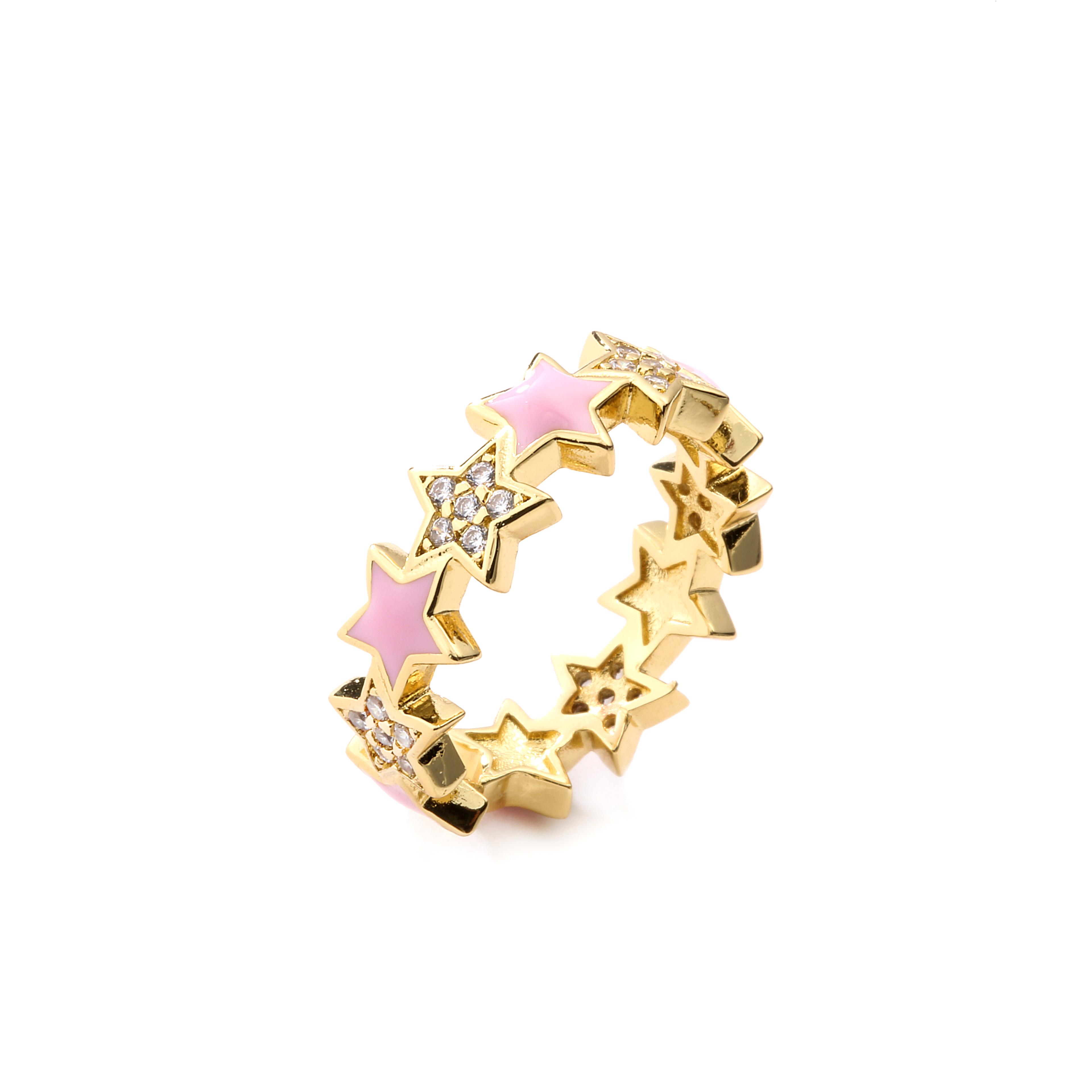 

HECHENG,Star Dripping Oil Ring for Women,Gold Color Accessories, Trendy Fashion Brass 18K Plated Ring Wholesale
