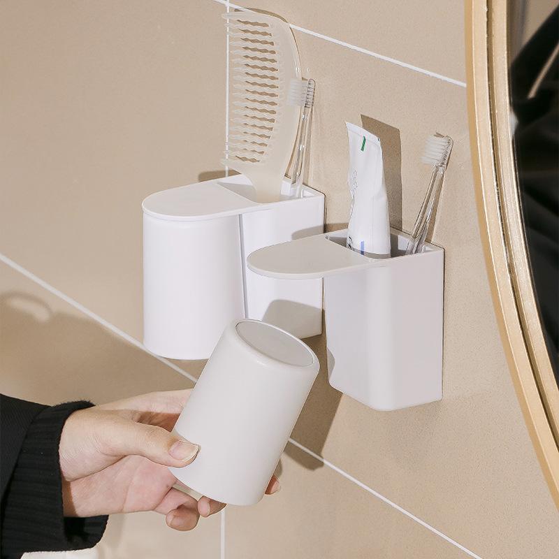 Magnetic Mouthwash Cup, Brush Cup, Wall Mounted Household Simple Wash Cup Set, Toothbrush Storage Box, Couple Toothbrush Cup