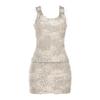 Women's White Sleeveless 2-Piece Set with 3D Flower and Sequins Embellishments