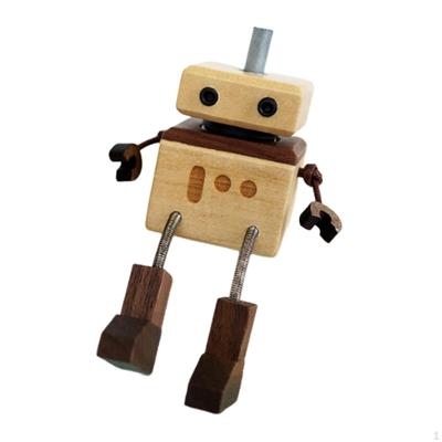 Wooden Man Figurine Auto Accessories Cute Shaking Feet Doll Ornament Car Decoration for Office