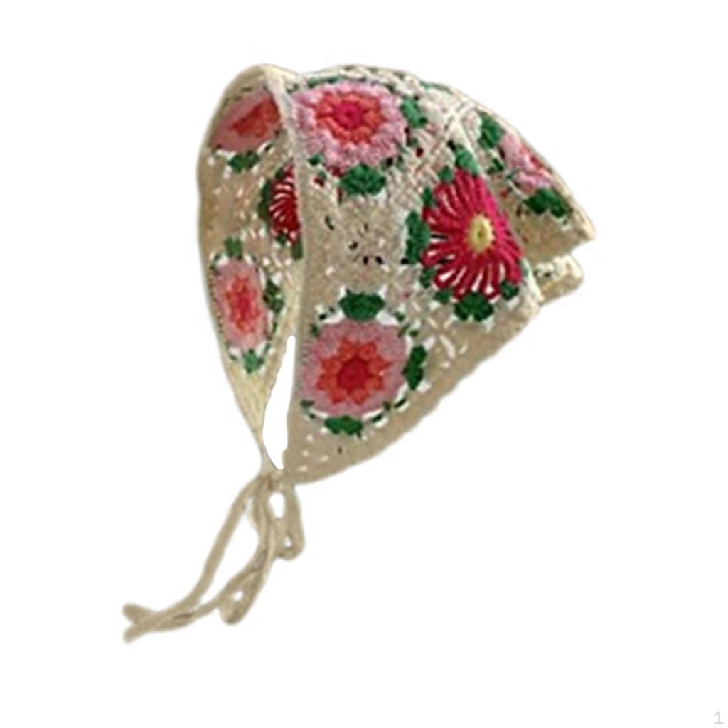 Women Crochet Bandana Cute Decoration Stylish Vintage Tie Knotted Hairband