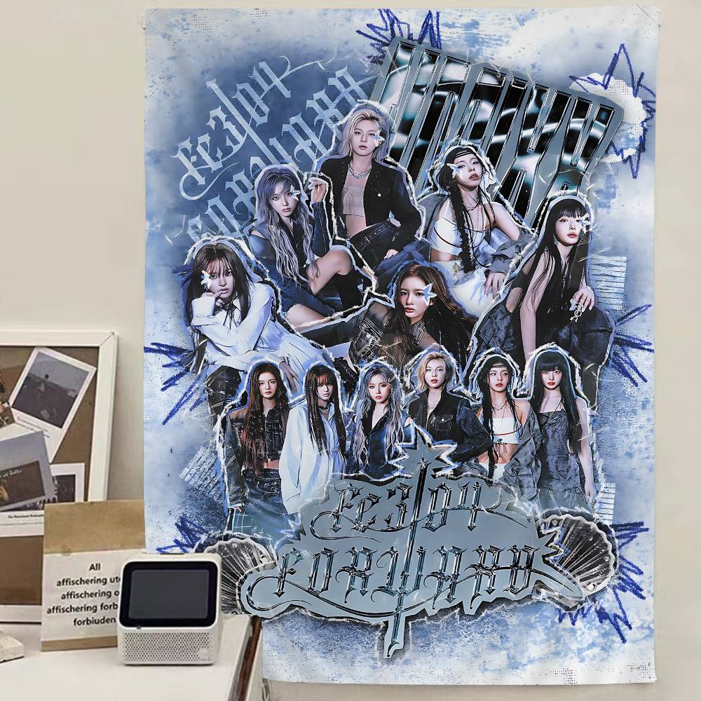 Music Group NNMIXX DIY Wall Tapestry Hippie Flower Wall Carpets Dorm Decor Wall Art Decor 74x94cm(29x37in)