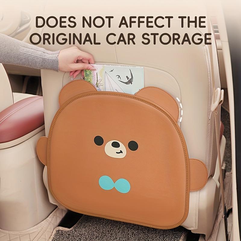 1pc of Adorable Bear-Shaped Car Anti-Kick Pad Made from Faux Leather a Multifunctional Protector for Car Seat Backs