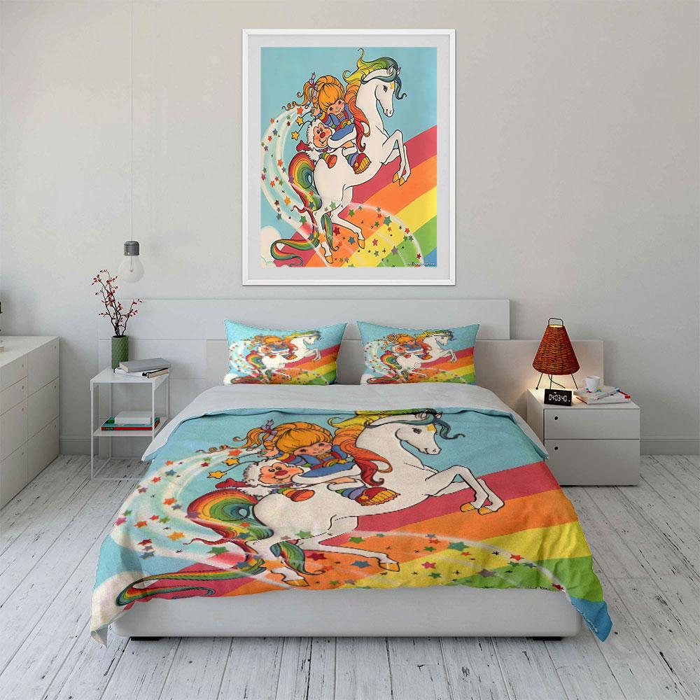Rainbow Girl Riding Unicorn Bedding Duvet Cover Set Duvet Cover Pillowcases  (1*Duvet Cover 2*Pillowcases, without duvet insert)