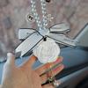 Pearl Camellia Flower Tassel Car Pendant Gypsum Aromatherapy Auto Rearview Mirror Hanging Ornaments Decoration Accessories Girls