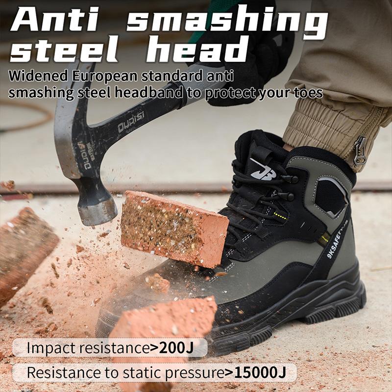 Waterproof Steel Toe Work Boots for Men - Anti-Smash Safety Shoes, Construction Protective Boots Anti-Puncture Wear-Resisting