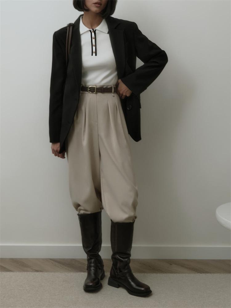 Pletený svetr pulovr dámský krátký rukáv patchwork slim klopa elegantní kontrastní pletenina top dámský úzký žebrovaný pulovr