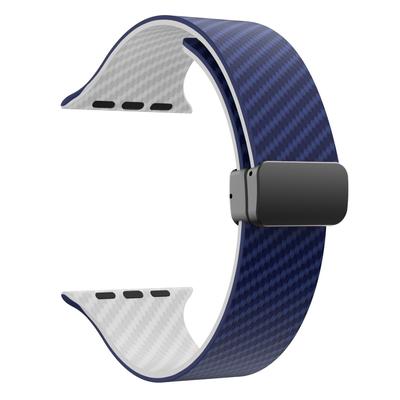 Uhrenarmband mit Karbonfaser-Muster für die Apple Watch – zweifarbige Magnetschnalle, personalisiertes Uhrenarmband, wasserdicht für die iWatch 9/8/6/5/4/3/2/1/se