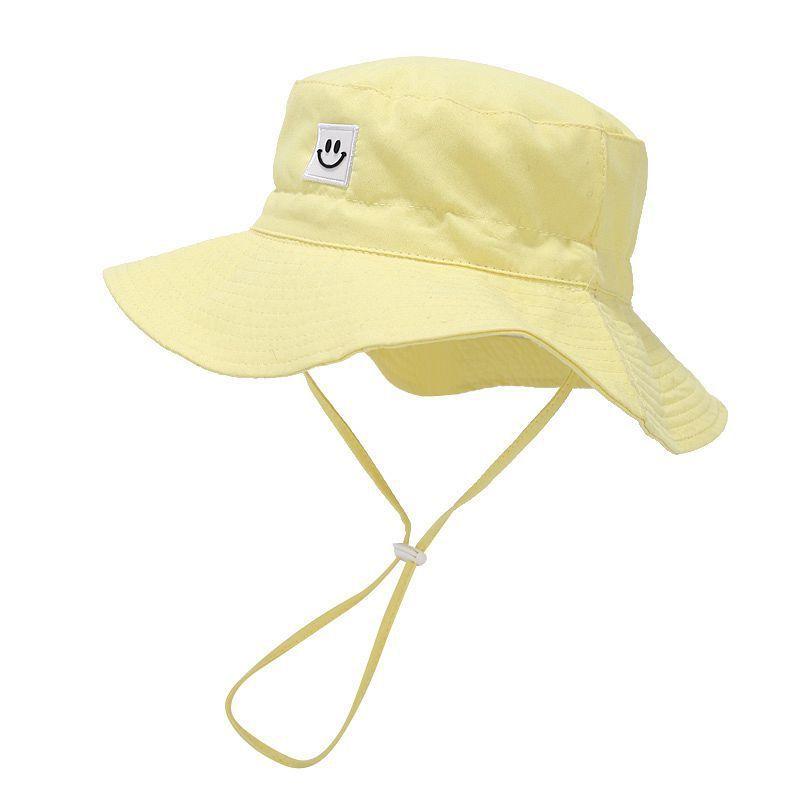 Baby Mädchen Kinder Sonnenhut mit einfarbigem lächelndem Gesicht Stickerei Design für Sommer Outdoor Schutz