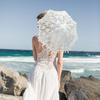 CALLARON Lace Long Lightweight Can be Used as a Sun Stylish Embroidered Perfect for Bridal Photography Tea and Dances Women's Umbrella, 47cm, 107g,