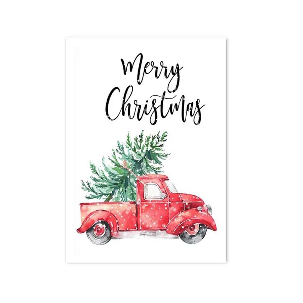 Cartoon Christmas Holiday Tree Sock Snowman Car Dog Wall Art Canvas Painting Posters And Prints Wall Pictures Kids Room Decor