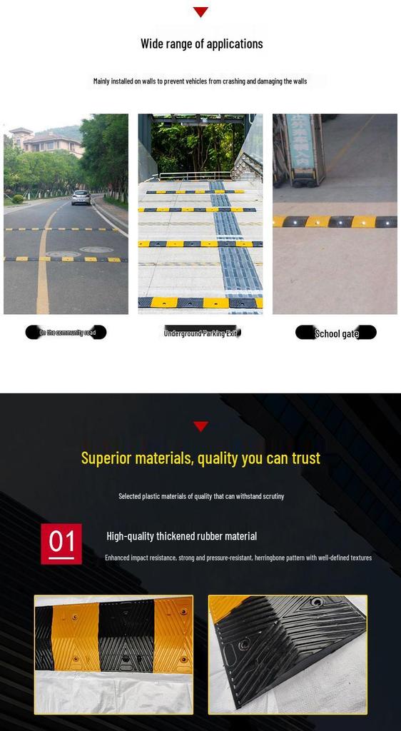 Rubber Speed Bump: Door, Road, Groove, Ramp Mat - Parking Wheel Stopper with Shock Absorption.