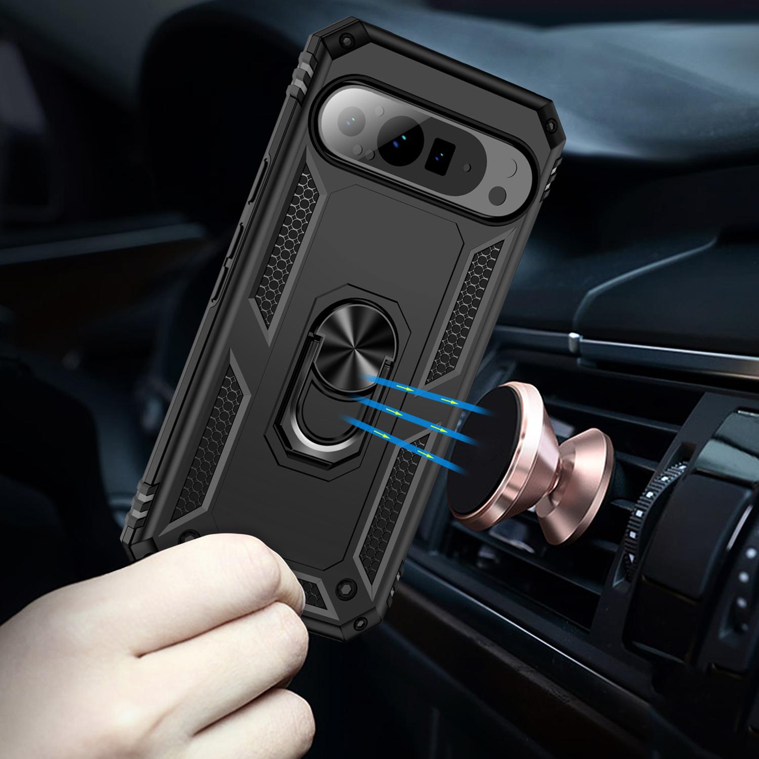 

For Google Pixel 9 Pro XL Case Shockproof Kickstand PC+TPU Phone Cover Blue