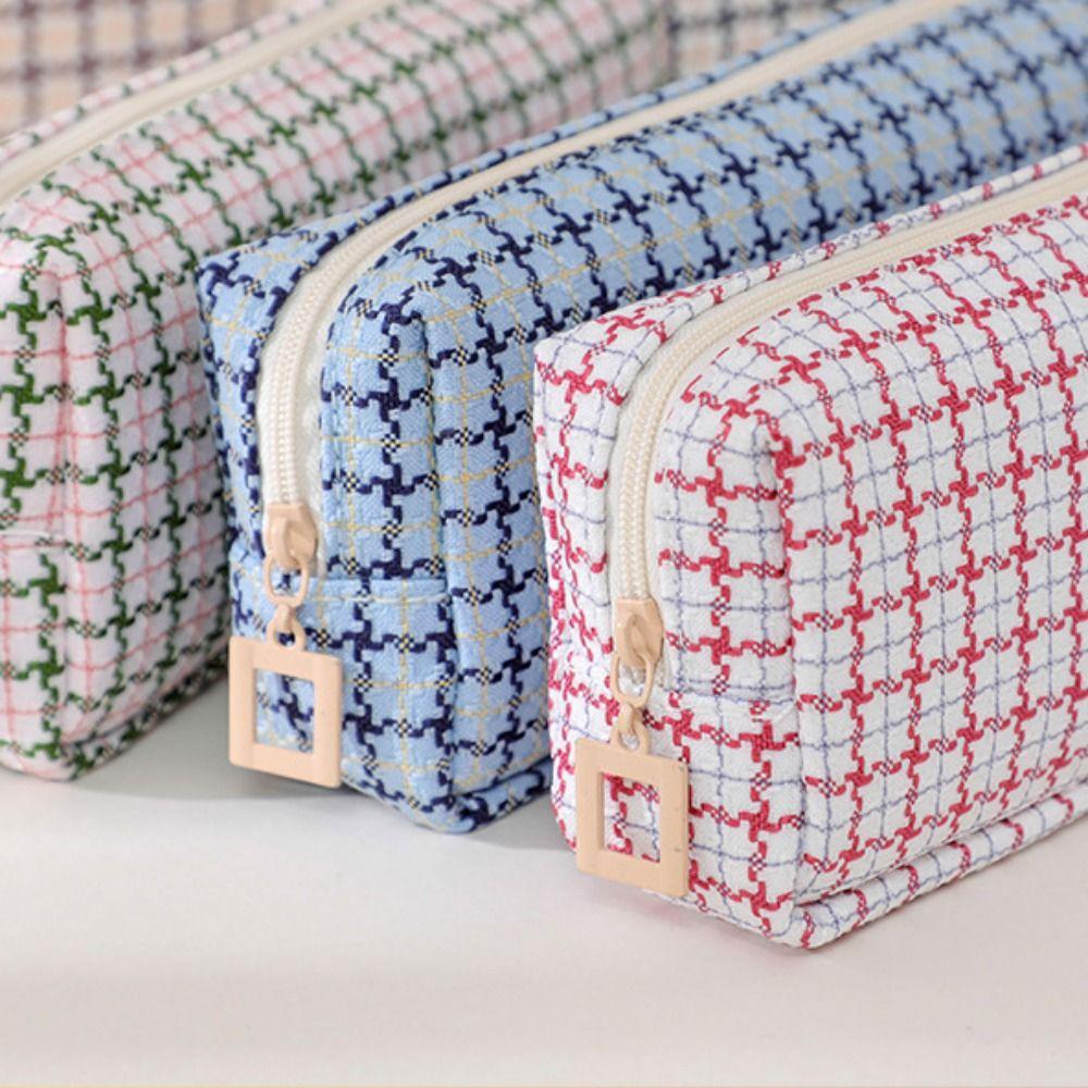 Large Capacity Cosmetic Storage Bag INS Simplicity Pen Bag Stationery Bag Woven Pencil Case  Girls