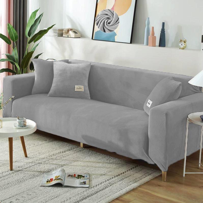 Cover For 2-Seater Corner Sofa, Grey Velvet