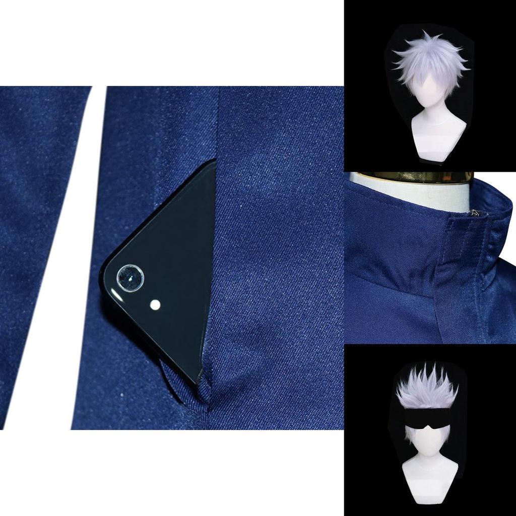 Authentic Jujutsu Kaisen Gojo Satoru Cosplay Costume Wig Men School Uniform Suit Outfit For Parties