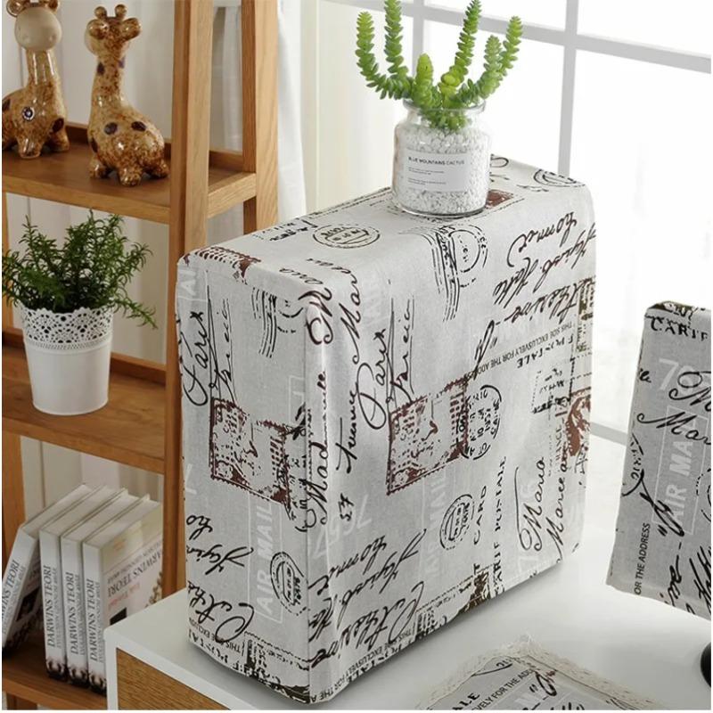 

45X22X45CM Cotton Linen Print Full-wrap Desktop Computer Host Dust Cover Removable Washable Anti-dirty Protective Case