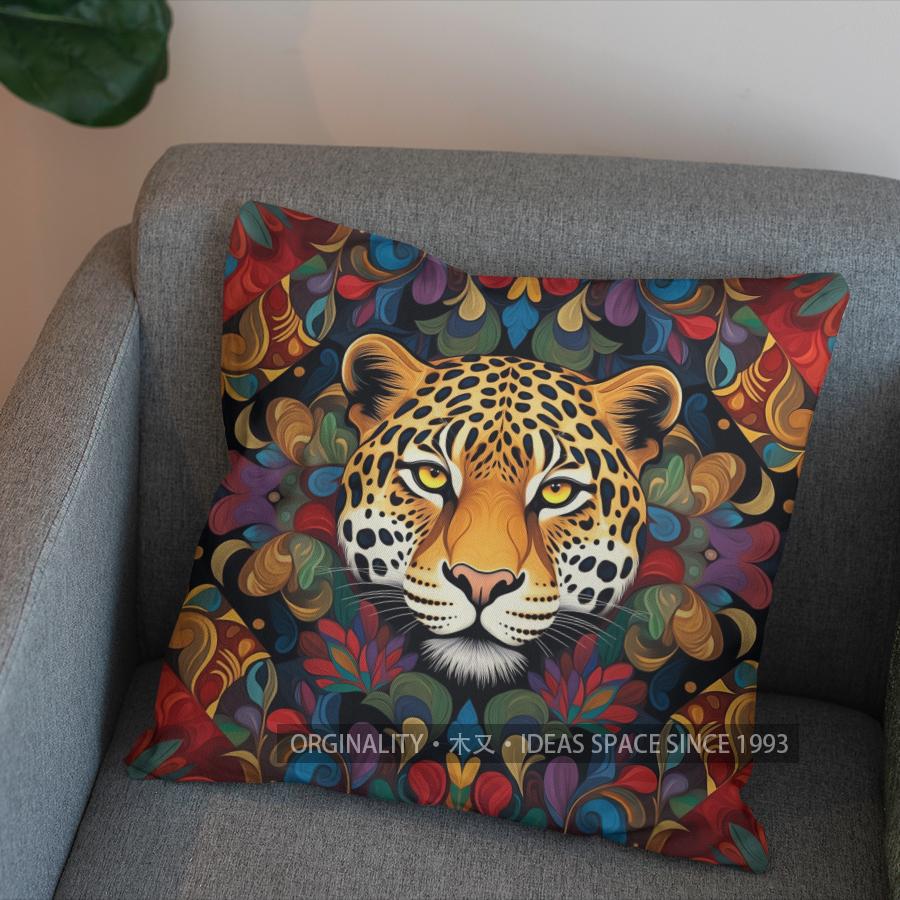 2D Colorful Leopard-Patterned Decorative Pillow Cover Pattern Cushion Cover Suitable For Sofa Bedroom Car Pillow Cover